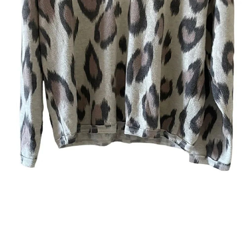 Socialite V Neck Long Sleeve Top Womens Multi Leopard Print Soft SZ L -#1687 - Picture 3 of 13
